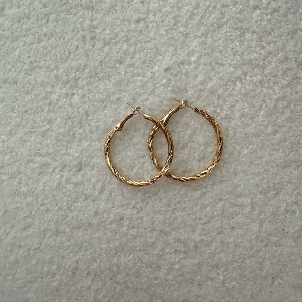 Anthropologie Faux Gold Hoops Earrings Jewelry